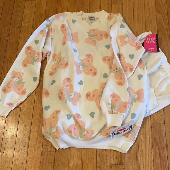 NWT set Teddy Bear heart and bows Sweatsuit Barbie pink style - Picture 3 of 14